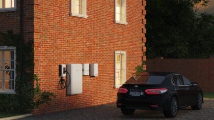 SolarEdge Home battery on wall of house
