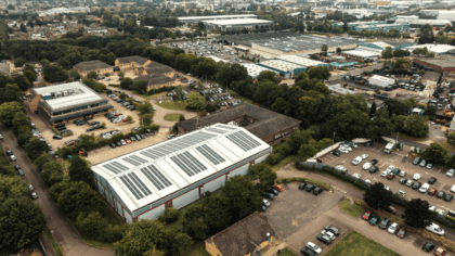 Building with solar panels