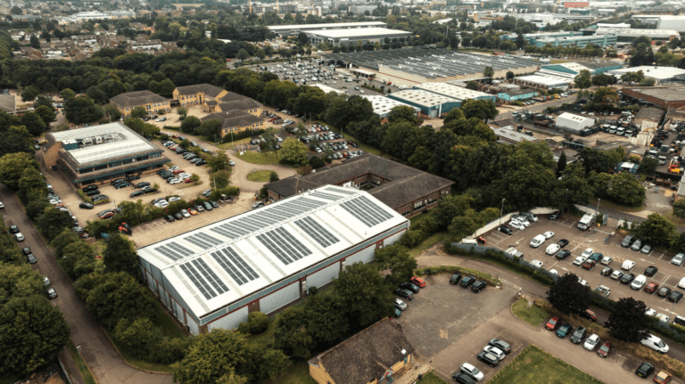 Building with solar panels