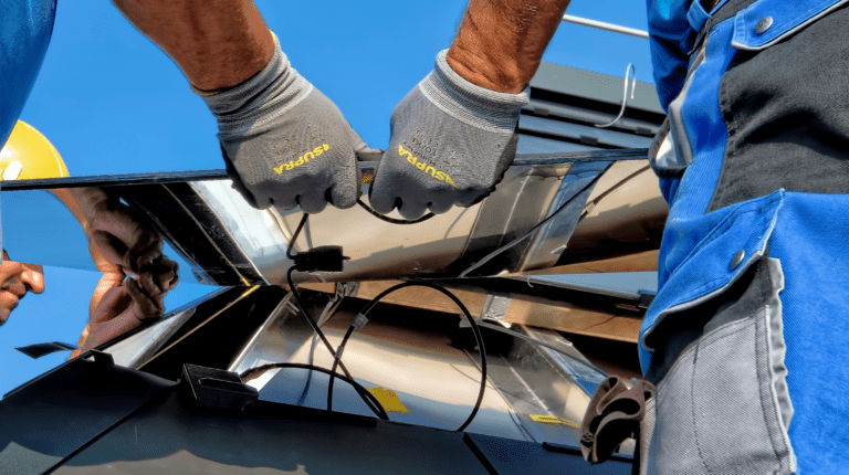 Solar panels being installed