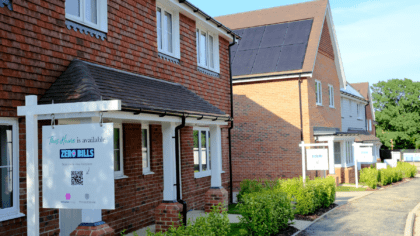 Row of houses under the Zero Bills scheme with Octopus