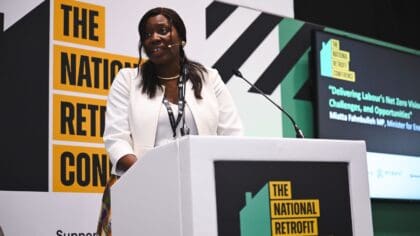 Minister Miatta Fahnbulleh speaking at FUturebuild 2025