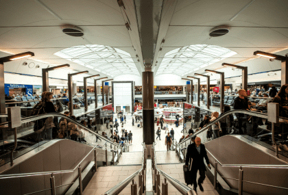 Inside London Gatwick Airport - wide view