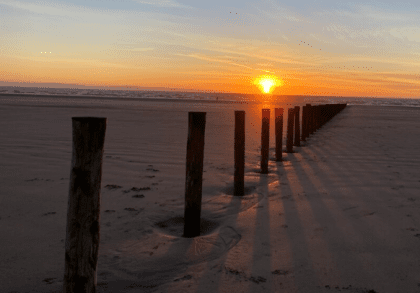 sun set on sands at holiday park