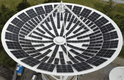 satellite dish with solar panels in